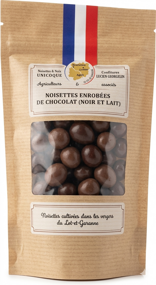 Lucien Georgelin - Noisettes enrobées de chocolat noir et lait - 90g - 3335770009906