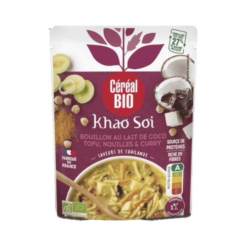 Bouillon au lait de coco, tofu, nouilles et curry bio - 240g