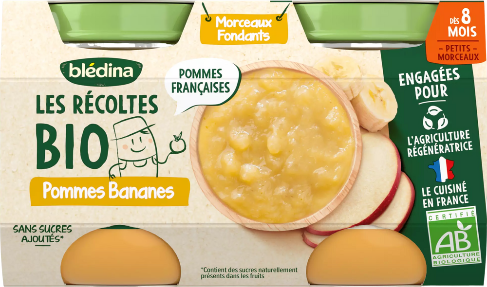 Purée avec morceaux pomme banane bio - 2x130g