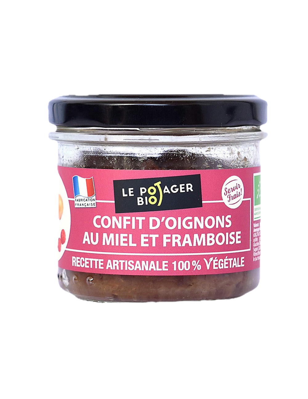 Confit d'oignons au miel et framboise bio - 210g