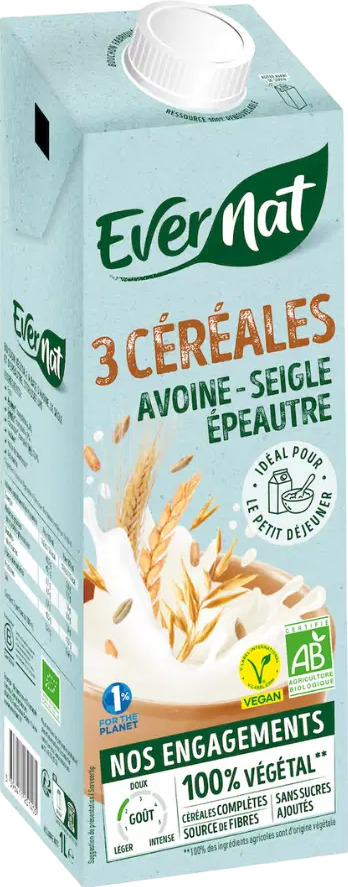 Boisson végétale 3 céréales bio - 1L