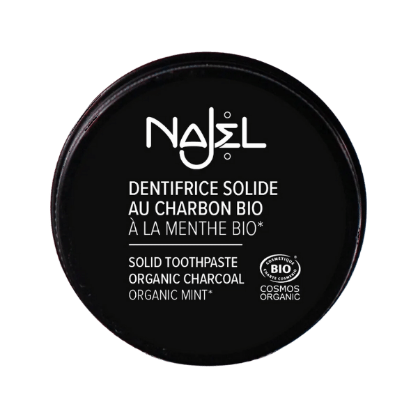 Najel - Dentifrice solide au charbon à la menthe bio - 33g