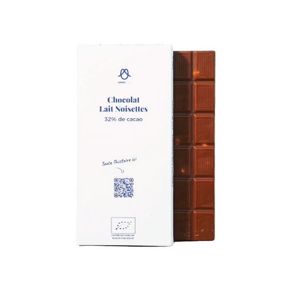 Omie - Tablette Chocolat Lait 32% Noisettes bio - 100g