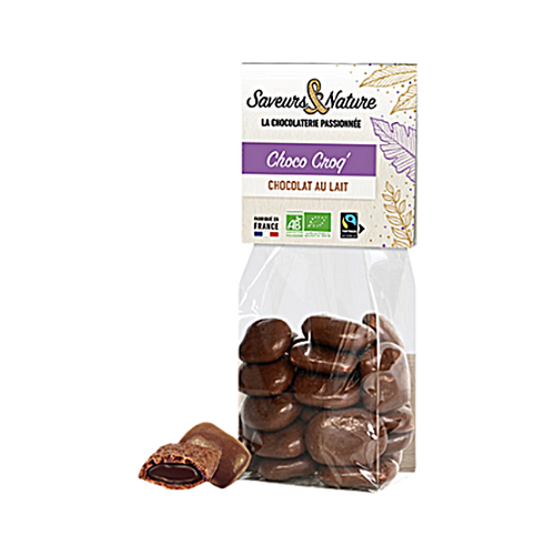 Sachet de chocolats soufflés enrobés de chocolat au lait bio - 150g