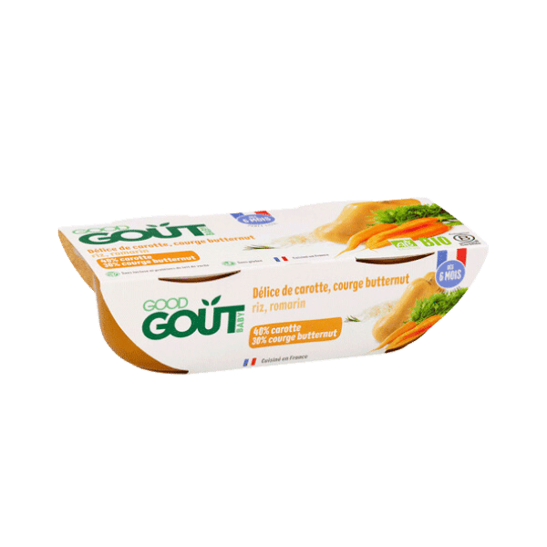 Délice de carotte et courge butternut bio - 2x190g