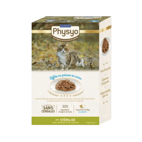 Physyo - Sachet fraîcheur au poisson pour chat stérilisé - 4x85g