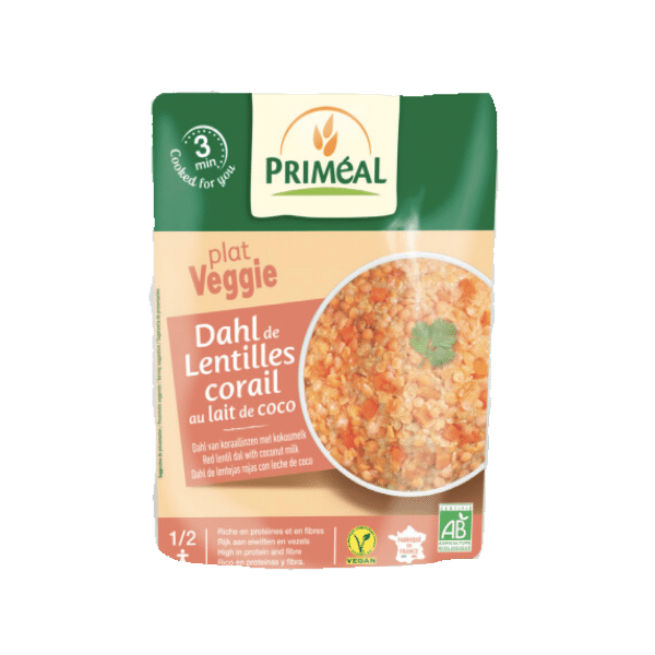 Priméal - Dahl de lentilles corail au lait de coco bio - 250g