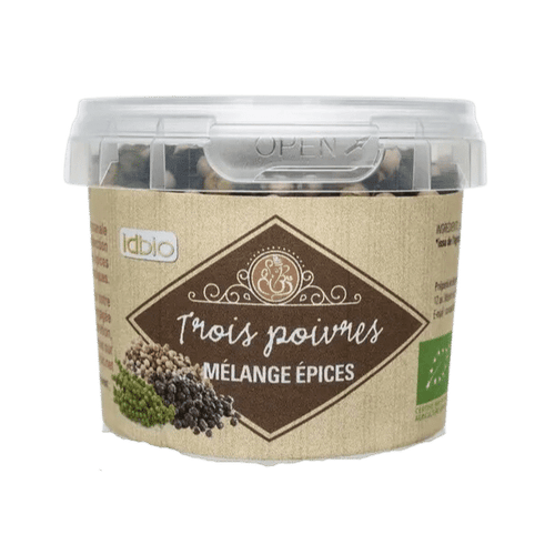 Mélange trois poivres en grains bio - 30g