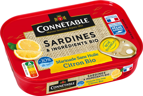 Sardines marinées sans huile au citron bio - 135g