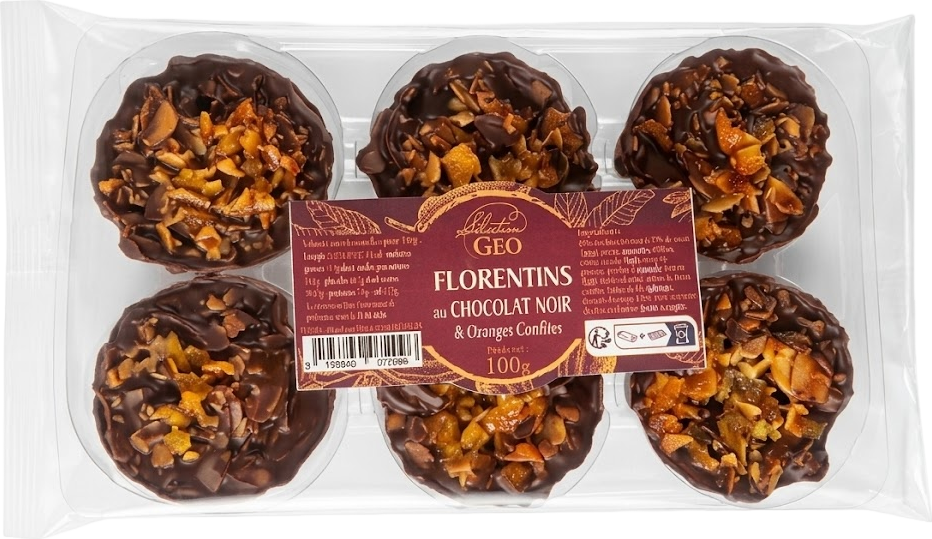 Florentins au chocolat noir et oranges - 100g