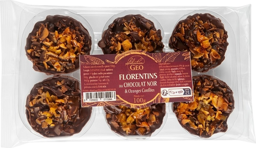 Florentins au chocolat noir et oranges - 100g