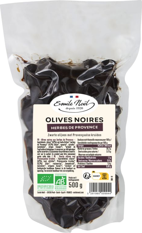 Olives noires aux herbes de provence bio - 500g