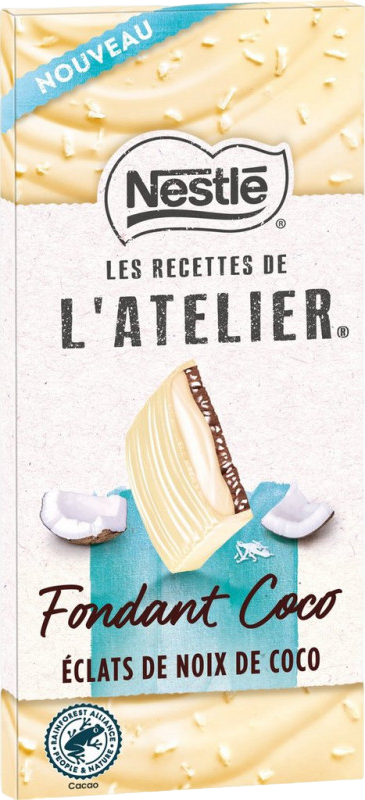 Tablette de chocolat blanc et lait fondant coco - 130g
