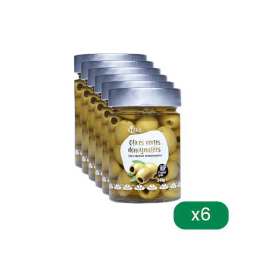 Rizes Greece - Lot de 6 olives vertes dénoyautées au bleu épicé - 6x340g