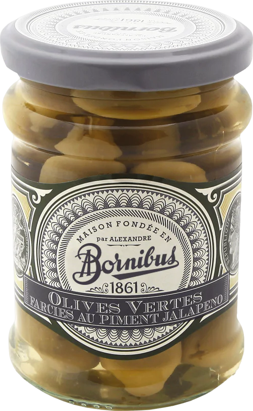 Olives vertes farcies au piment jalapeño - 270g