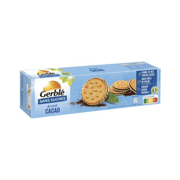 Biscuits fourrés au cacao sans sucre - 185g - Gerblé