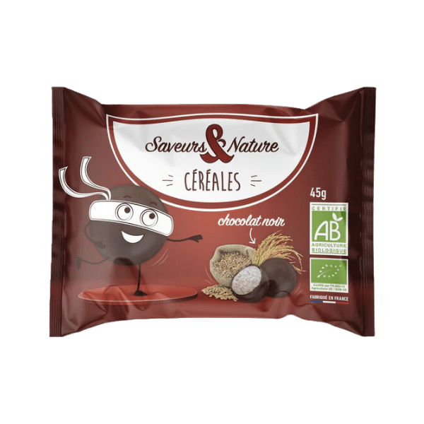 Saveurs et Nature - Drôles de céréales enrobées de chocolat noir bio - 100g