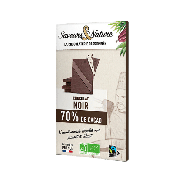Saveurs et Nature - Tablette de chocolat noir 70% bio - 80g