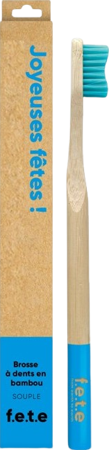 Brosse à dents en bambou souple bleue