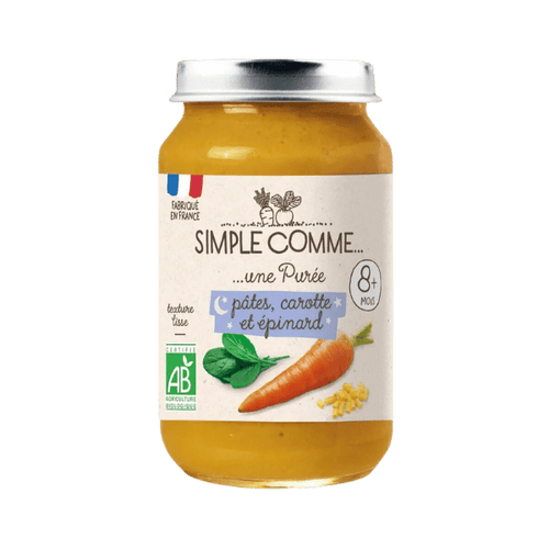 Simple Comme - Petit pot pâtes carotte épinards bio - 200g