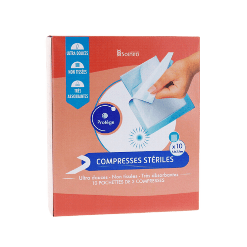 Soineo - Compresses stériles Non tissées 4 plis 7 5 x 7 5 cm - x10 compresses