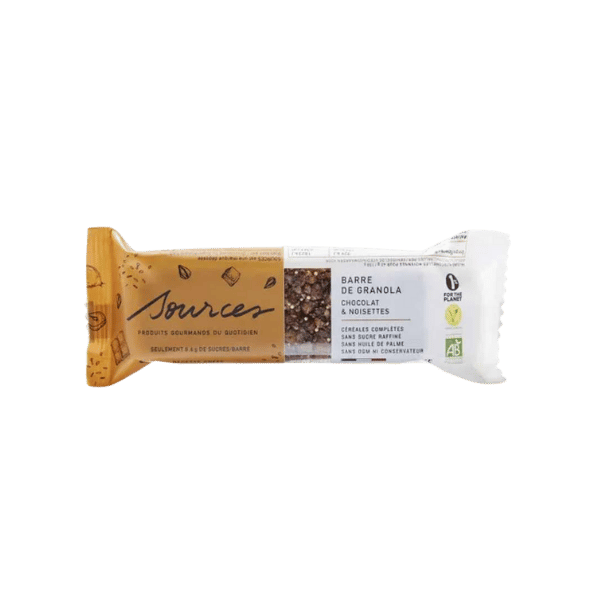 Sources - Barre granola bio chocolat & noisettes, Essentiels - 40g