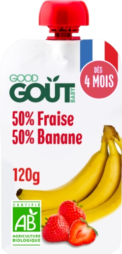 Compote bébé dès 4 mois fraise banane bio - 120g