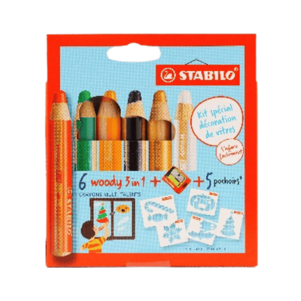 Stabilo - 6 crayons de couleurs - 1 taille - crayon - 5 pochoirs