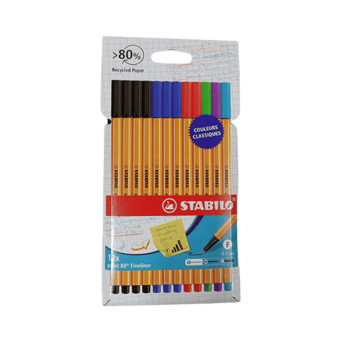 Stabilo - Etui carton de 12 stylos - feutres pointe fine