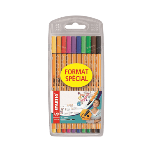 Stabilo - Etui chevalet x 10 stylos - feutres pointe fine