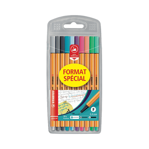 Stabilo - Etui chevalet x 10 stylos - feutres - pointe fine 88 mm - coloris pastel