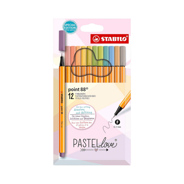 Stabilo - Etui de 12 stylos - feutres pastel à pointe fine