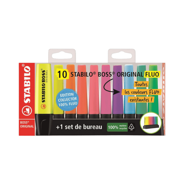 Stabilo - Set de bureau - 10 surligneurs couleurs fluos