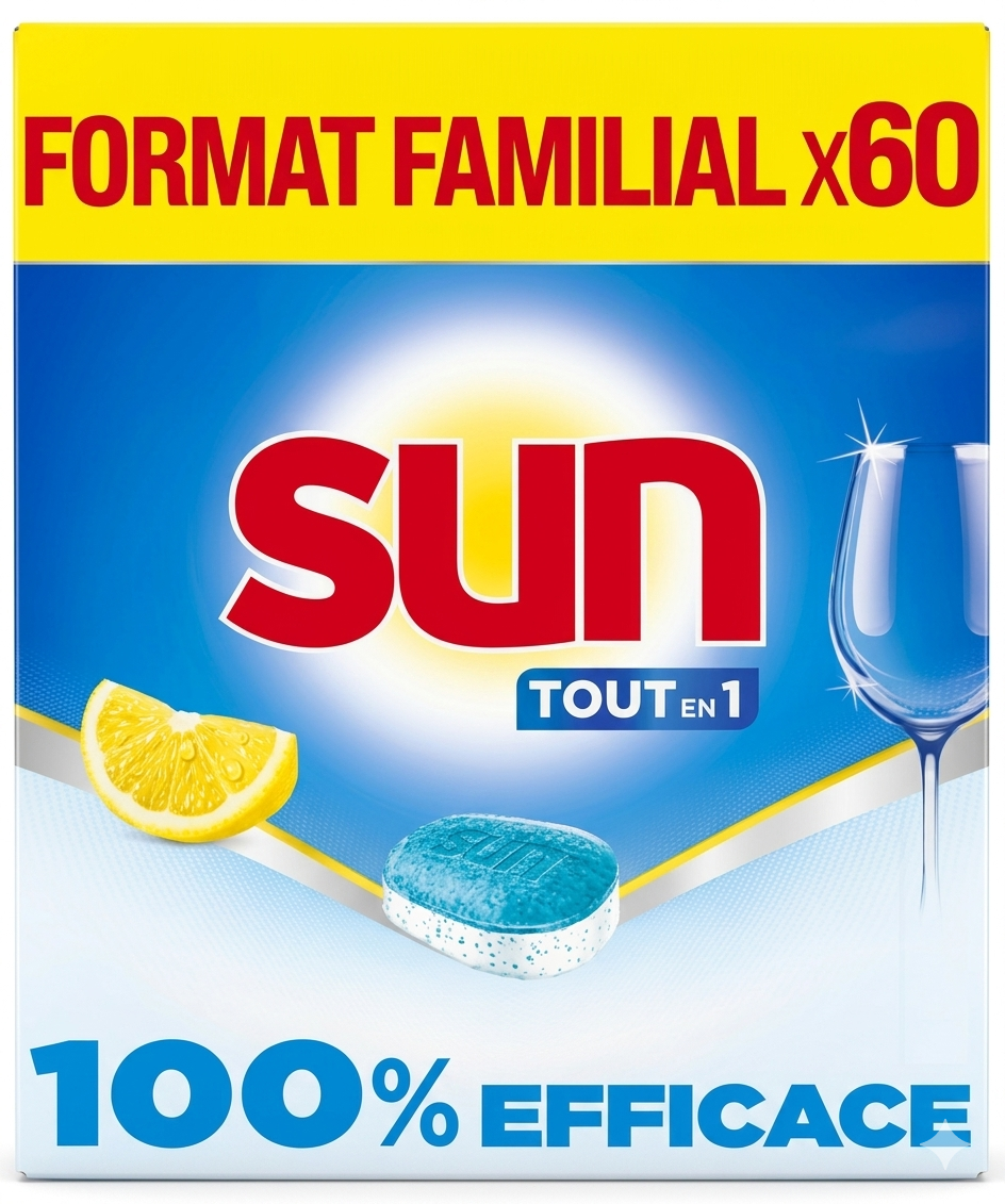 Sun - Pastille lave vaisselle au citron - 60 pastilles - 990g - 8720181669132