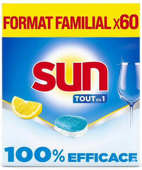 Sun - Pastille lave vaisselle au citron - 60 pastilles - 990g - 8720181669132