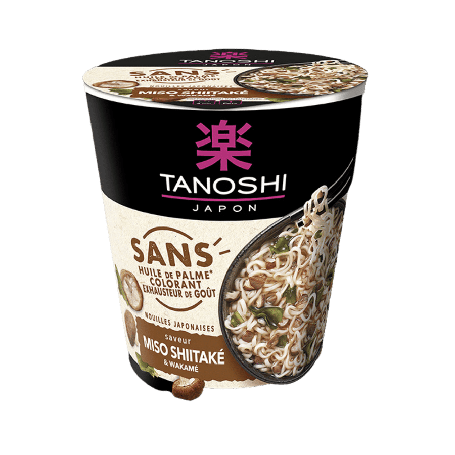 Tanoshi - Cup nouilles japonaises saveur miso shiitaké - 64g