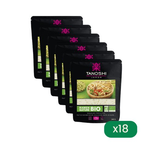 Tanoshi - Lot de 18 Ramen nature bio - 340g - 18x340g