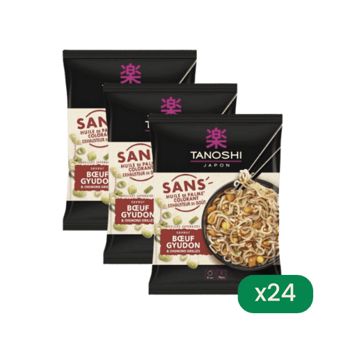 Tanoshi - Lot de 24 Nouilles instantanées saveur Boeuf Gyudon - 24x73g