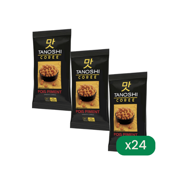 Tanoshi - Lot de 24 paquets de pois au piment - 24x100g