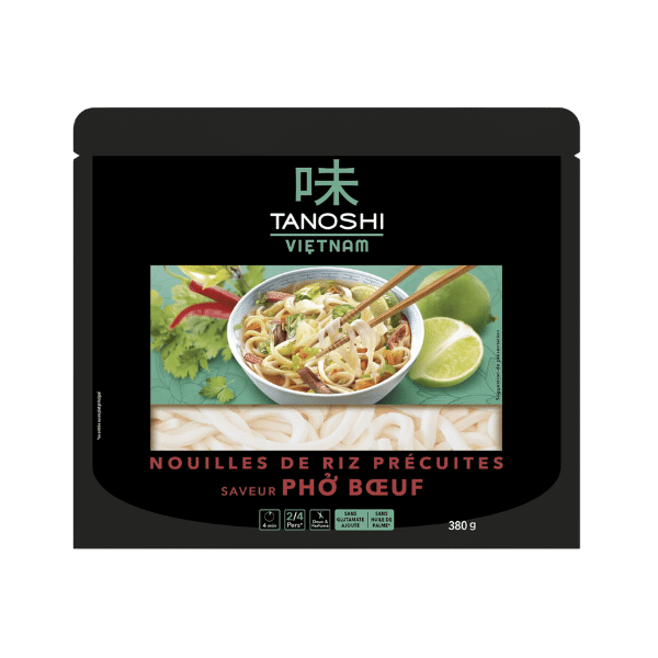 Tanoshi - Nouilles de riz précuites saveur phô boeuf - 380g