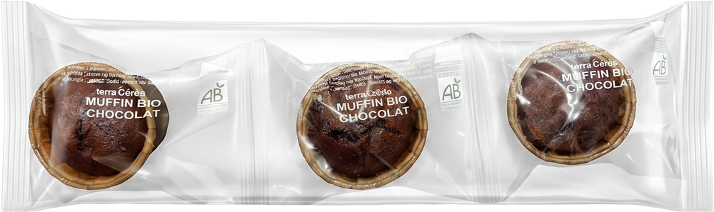 Terra Cérès - Lot de 3 muffins au chocolat fondant bio - 165g - 3770006030185