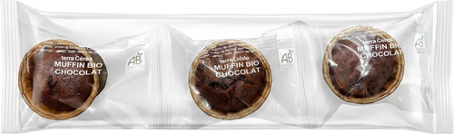 Terra Cérès - Lot de 3 muffins au chocolat fondant bio - 165g - 3770006030185