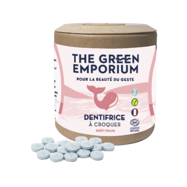 The Green Emporium - Dentifrice à croquer à la fraise - 120 pastilles