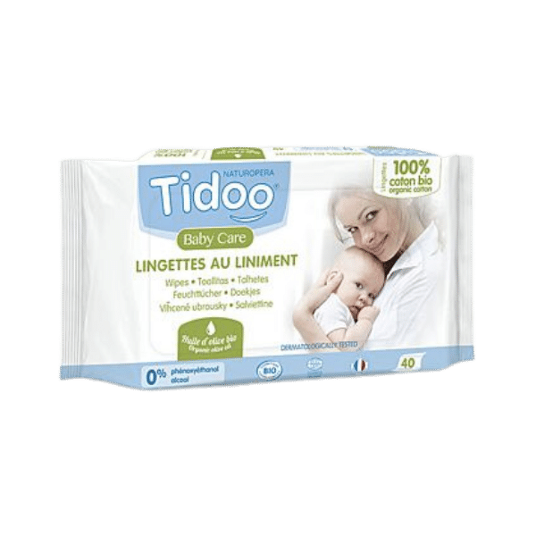 Tidoo - Lingettes au liniment en coton bio - 40 unités