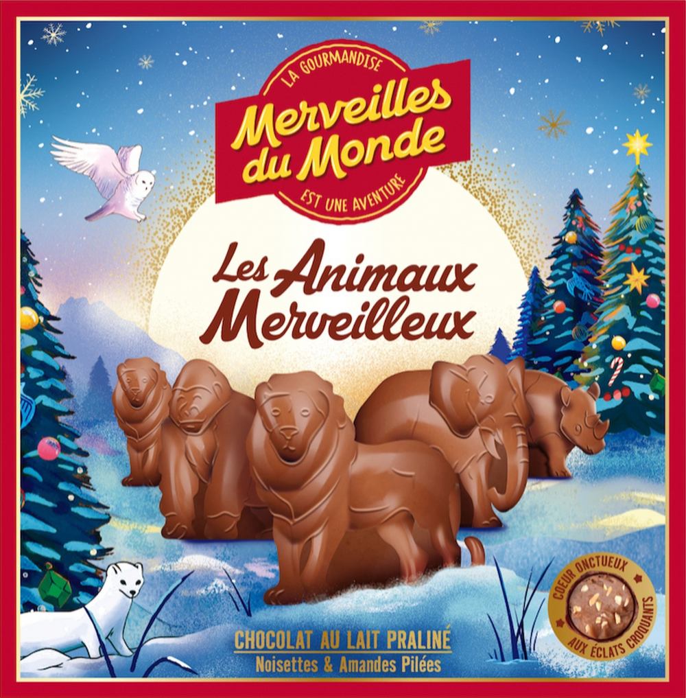 Coffret les animaux merveilleux chocolat au lait praliné - 140g