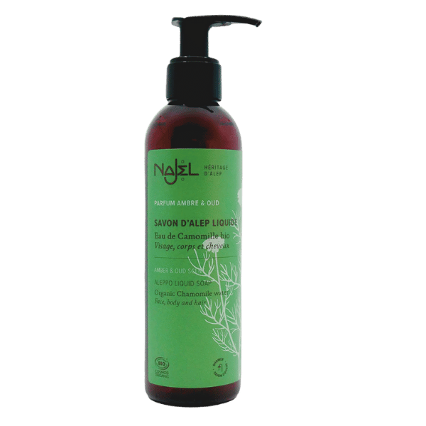 Savon d'Alep liquide parfum ambre et oud bio - 200ml