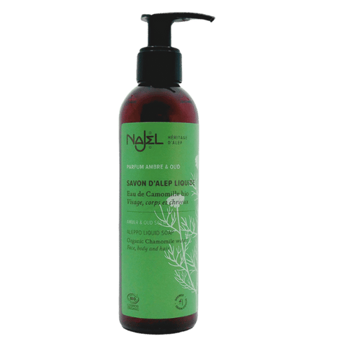 Savon d'Alep liquide parfum ambre et oud bio - 200ml