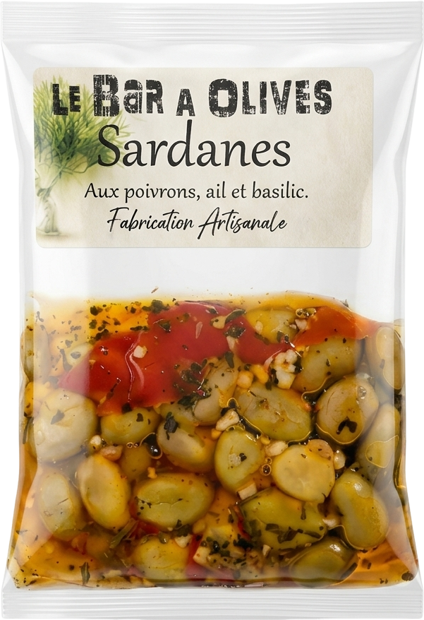 Olives aux poivrons, ail et basilic - 175g