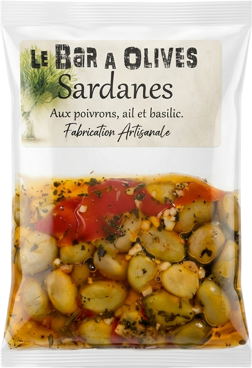 Olives aux poivrons, ail et basilic - 175g