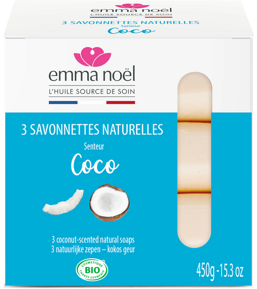 Savonnettes naturelles coco bio - 3 x 150g